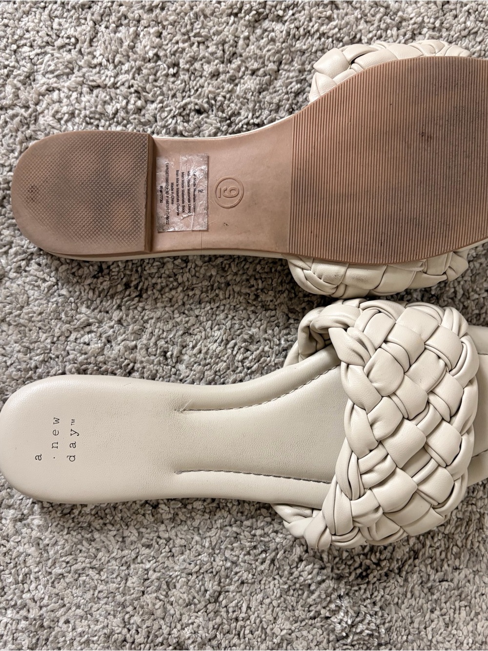 a new day Braided Off-White Slide Sandals